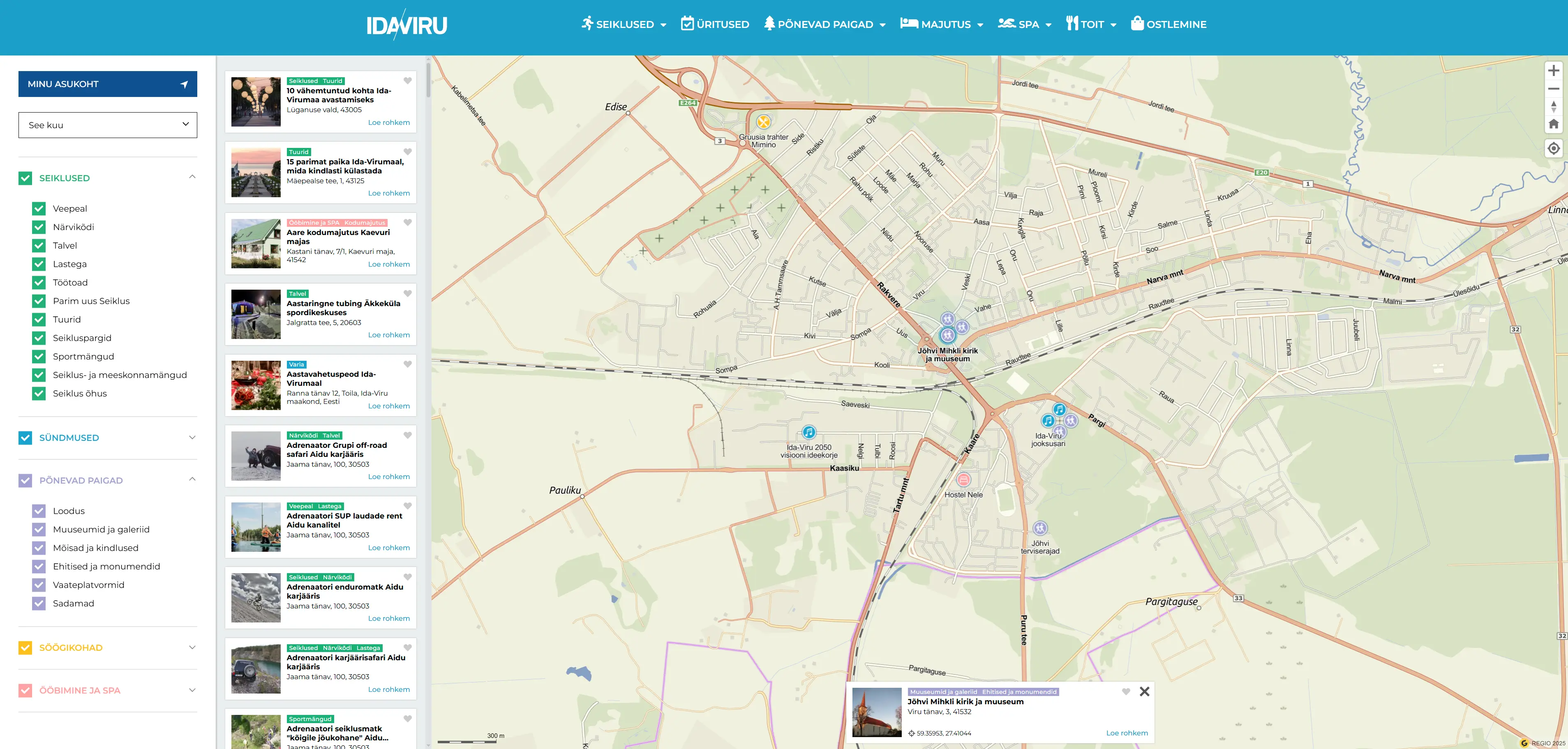 Map of Ida-Viru - desktop vaade - mobiili vaade Map of Ida-Viru