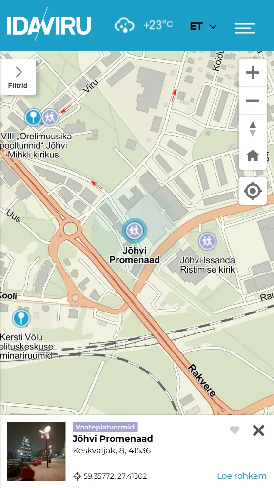 Map of Ida-Viru - desktop vaade - mobiili vaade Map of Ida-Viru