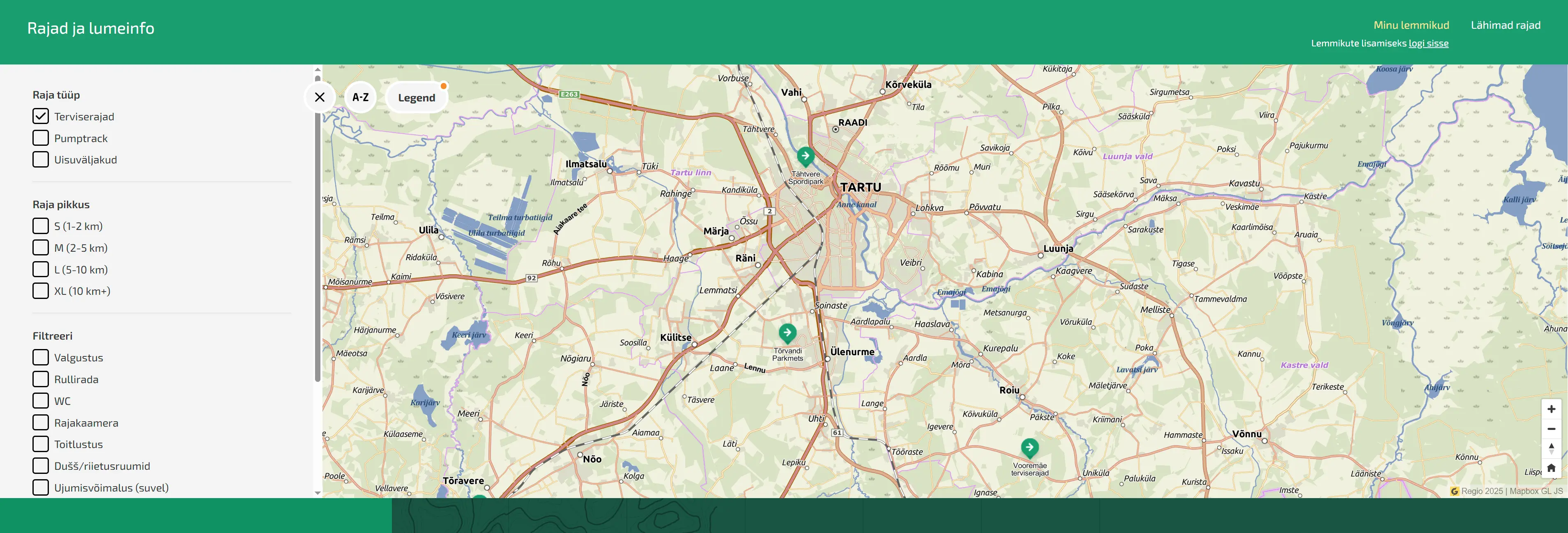 Health trails - desktop vaade - mobiili vaade Health trails