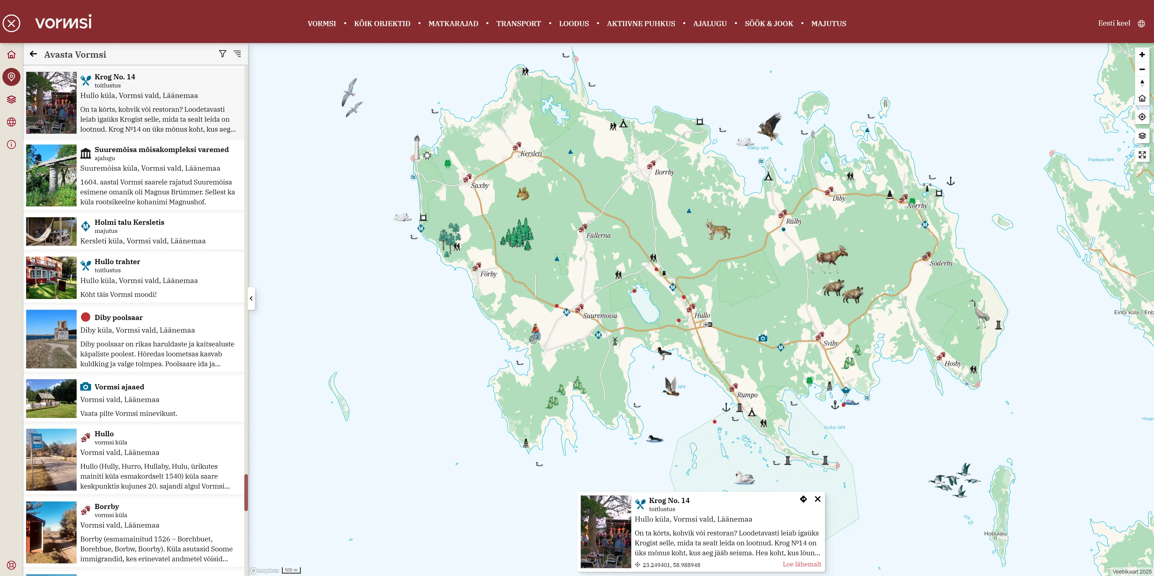 Map of island of Vormsi - desktop vaade - mobiili vaade Map of island of Vormsi
